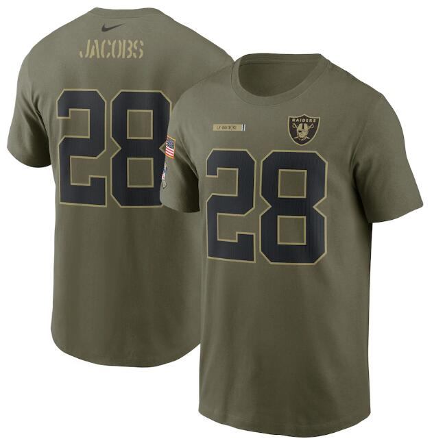 Men's Las Vegas Raiders #28 Josh Jacobs 2021 Olive Salute To Service Legend Performance T-Shirt Men's Las Vegas Raiders #28 Josh Jacobs 2021 Olive Salute To Service Legend Performance T-Shirt